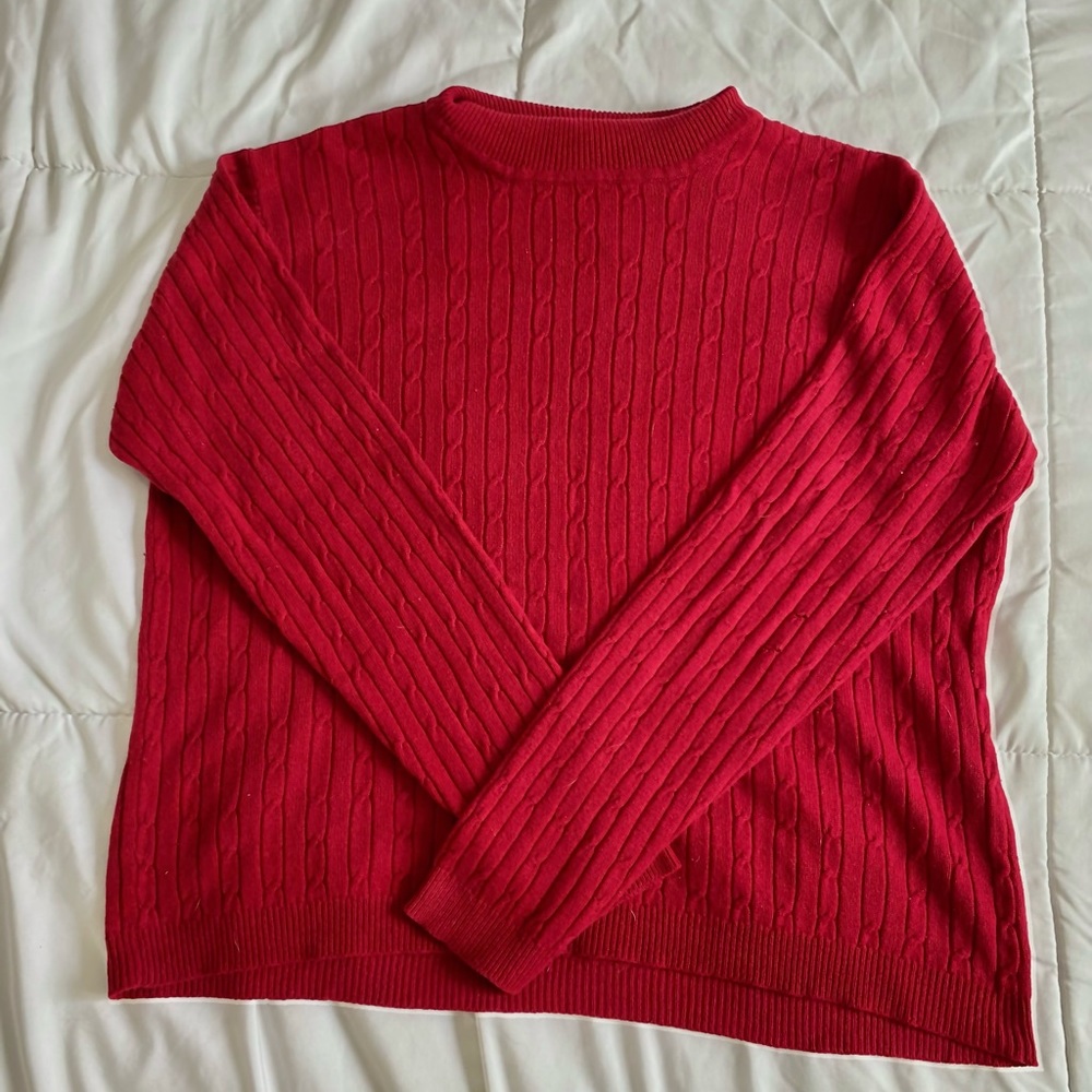 Charter Club christmas red burgundy cable knit sweater